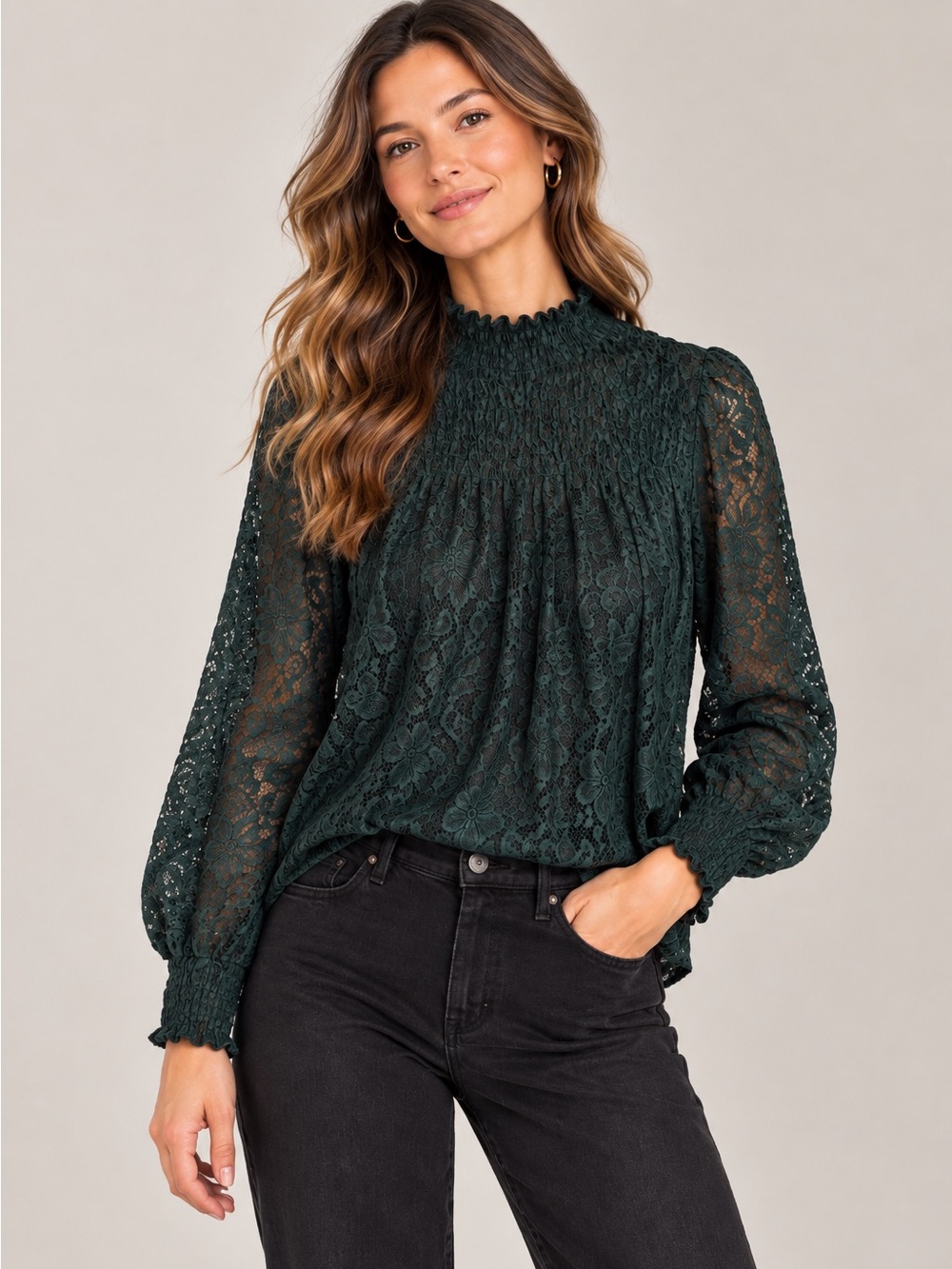 🎉5 for $45🎉 Cable & gauge lace top blouse shirt size S